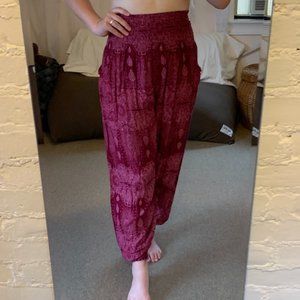 Burgundy Boho Harem/Hippie Pants Size OS Fits Most